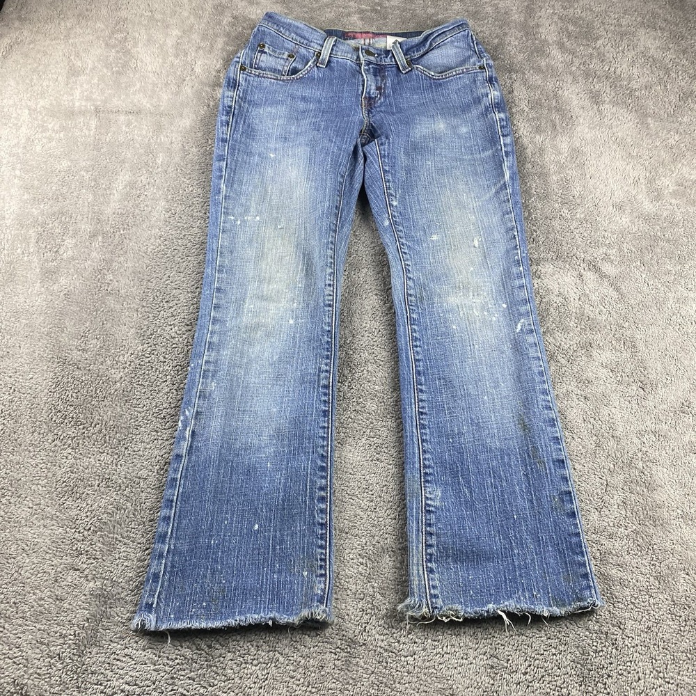 Levis Curvy Cut Jeans Womens 5M Blue Medium Wash Low Rise Raw‎ Hem